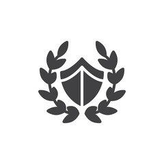 Shield and laurel wreath vector icon