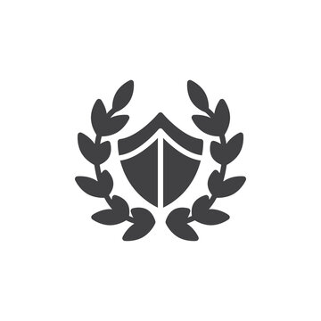 Shield And Laurel Wreath Vector Icon