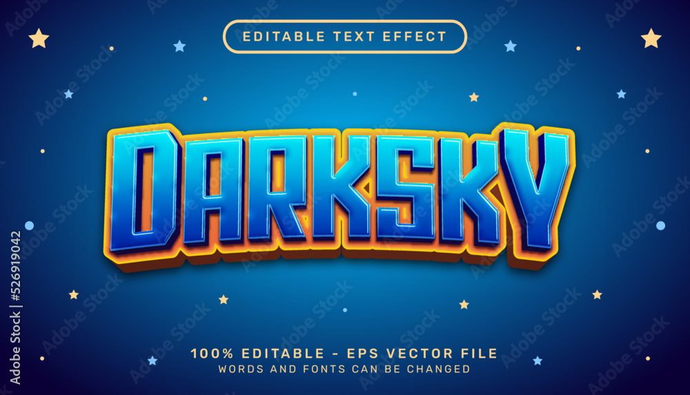 Poster darksky light color 3d text effect and editable text effect