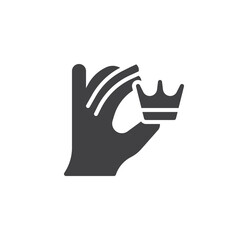 Hand holding crown vector icon