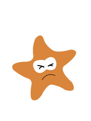 drawing cartoon starfish character with angly on face, not satisfied concept, animal flat style.