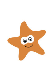 drawing happy cartoon starfish character with smile on face,