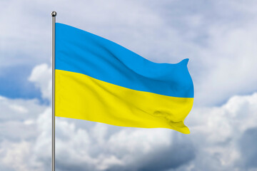 ukrainian flag on sky background. 3D illustration