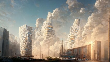 Obraz na płótnie Canvas futuristic architecture modern buildings 4k rendering 