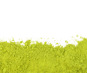 Green matcha powder isolated on transparent background. (.PNG)