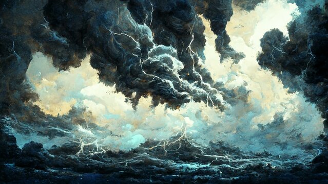 dark stormy cloud sky illustration art background storm lightning