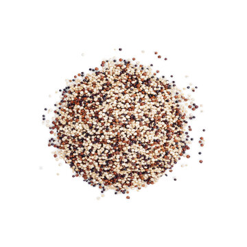 heap of mixed quinoa seeds isolated on transparent background. (.PNG). Top view