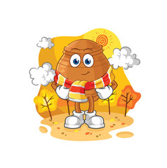 Obraz na płótnie Canvas clay pot in the autumn. cartoon mascot vector