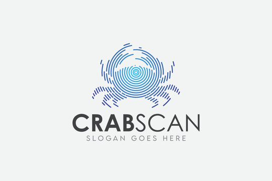 Crab Scan Technology Logo vector Element. Animal Technology Logo Template