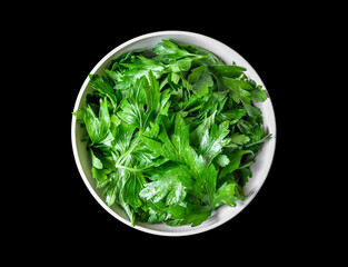 Parsley leaves in a bowl