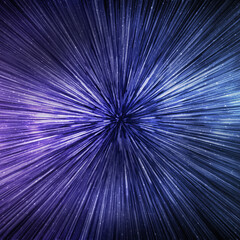 Hyperspace speed effect in night starry sky. Bright blue galaxy, square background