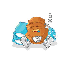 clay pot sleeping character. cartoon mascot vector