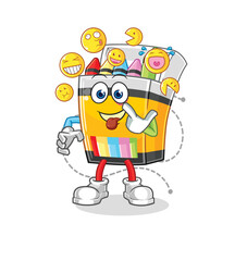 Obraz premium crayon laugh and mock character. cartoon mascot vector