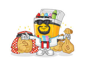 crayon rich arabian mascot. cartoon vector