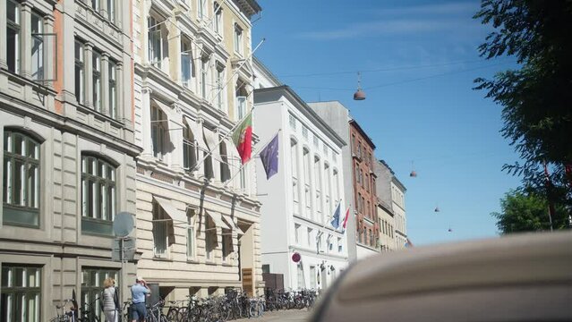 Portuguese and European Union flags
