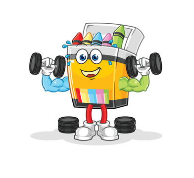 crayon weight training illustration. character vector