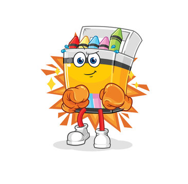 crayon boxer character. cartoon mascot vector