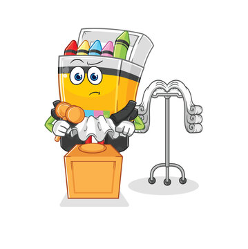 crayon judge holds gavel. character vector