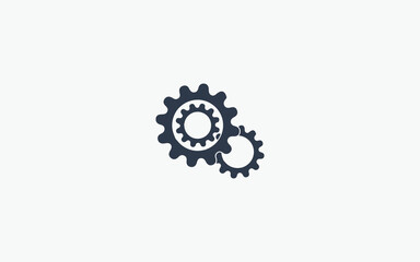 Cog wheel group black vector icon. Gear set simple glyph web icon.