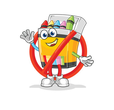 say no to crayon mascot. cartoon vector