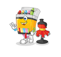 crayon fashion designer vector. cartoon character