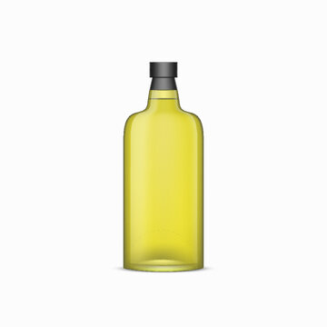Olive oil bottle mockup on white background. Extra virgin green oil jar. Food cooking product
