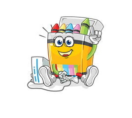 crayon playing video games. cartoon character