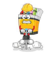 crayon drill the ground cartoon character vector