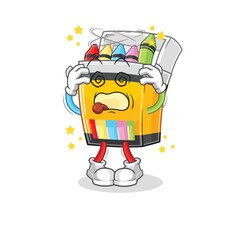 crayon dizzy head mascot. cartoon vector