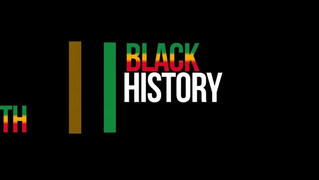 Black History Month or American African history celebration text animation footage