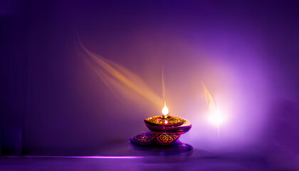 illustation of Diwali festival of lights tradition Diya oil lamps against dark background