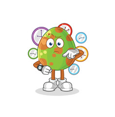 dinosaur egg with wristwatch cartoon. cartoon mascot vector