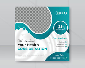 Modern medical healthcare services social media post template promotion square web banner for hospital and clinic treatment doctor banner design