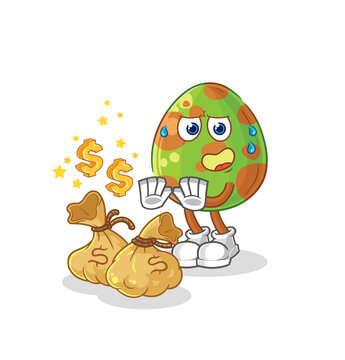 dinosaur egg refuse money illustration. character vector