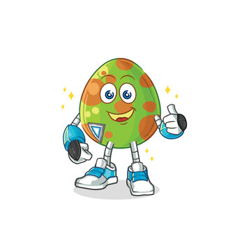 dinosaur egg robot character. cartoon mascot vector