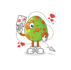 dinosaur egg hold love letter illustration. character vector