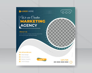 We are creative marketing agency and modern corporate business flyer promotion sale offer square layout social media post or web banner design