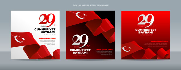 29 Ekim Cumhuriyet Bayrami Turkiye or Turkey Republic Day - Social Media Feed  Post Template