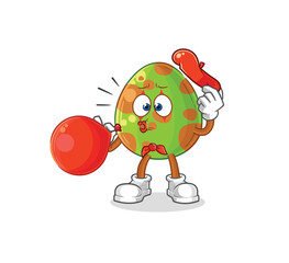 dinosaur egg pantomime blowing balloon. cartoon mascot vector