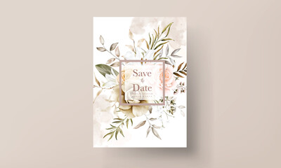 Beautiful hand drawn flower wedding invitation card set