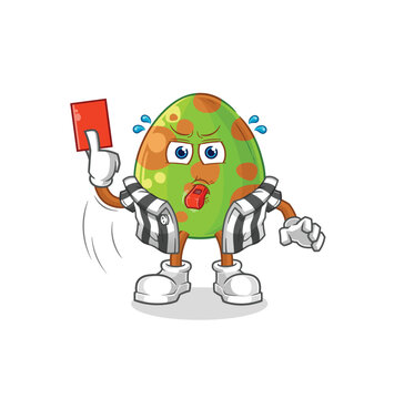 dinosaur egg referee with red card illustration. character vector
