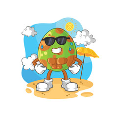 Obraz na płótnie Canvas dinosaur egg sunbathing in summer. character vector