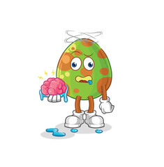 Fototapeta premium dinosaur egg no brain vector. cartoon character