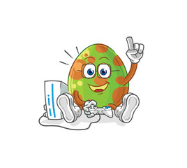 dinosaur egg playing video games. cartoon character