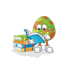 Naklejka premium dinosaur egg studying mascot. cartoon vector