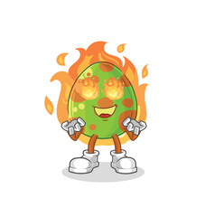 dinosaur egg on fire mascot. cartoon vector