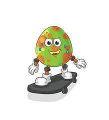 dinosaur egg riding skateboard cartoon character vector