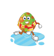 dinosaur egg ice skiing cartoon. character mascot vector