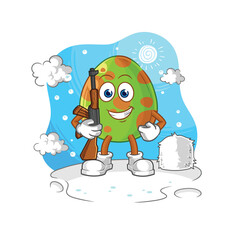 Obraz na płótnie Canvas dinosaur egg soldier in winter. character mascot vector