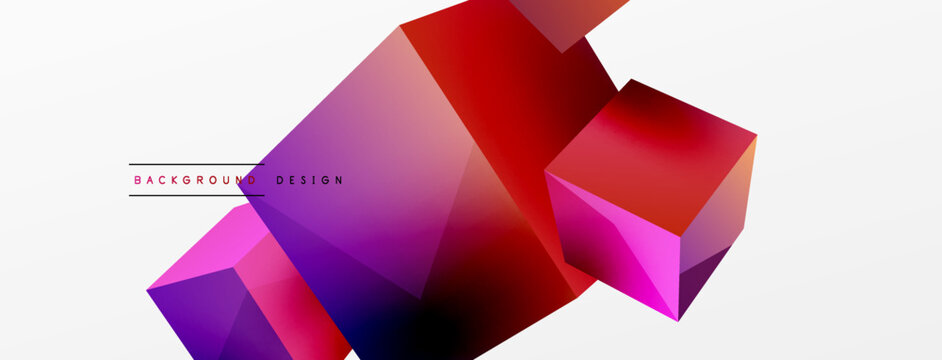 3d cubes vector abstract background. Composition of 3d square shaped basic geometric elements. Trendy techno business template for wallpaper, banner, background or landing